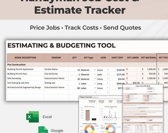 Contractor Job Cost Estimator Spreadsheet | Excel & Google Sheets Template