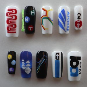 SF Bay Area Transit Press on Nails - San Francisco California Public BART muni amtrak caltrain clipper ticket metro map subway train bus