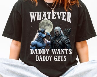Cringe Gamer Apparel Whatever Daddy Wants Wolf Graphic Shirt for Meme Lovers White Wolf Graphic Shirt Funny Meme