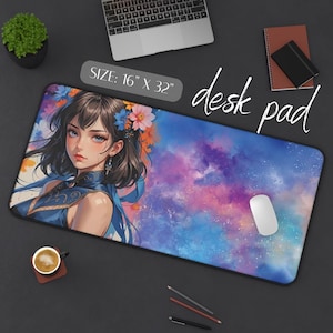 Large Anime Mousepad for Gaming Mouse Pad Unique Gift for Gamer Desk Setup for Girl Gamer Desk Pad Anime Inspired Work Accessory for Artist