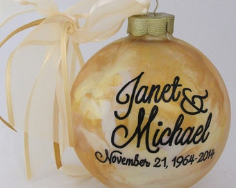 Honor an ANNIVERSARY - PERSONALIZED Glass Christmas Ornament Keepsake Gift