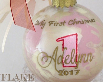 My BABY'S FIRST CHRISTMAS Personalized Glass Christmas Ornament Keepsake Gift