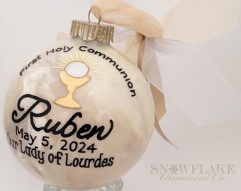 PERSONALIZED FIRST COMMUNION Glass Keepsake Ornament