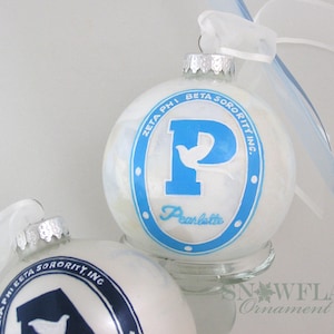 Upscale Personalized SORORITY or FRATERNITY LOGO Glass Ornament image 1