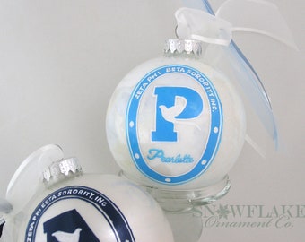 Upscale Personalized SORORITY or FRATERNITY LOGO Glass Ornament