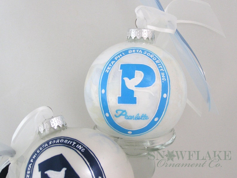 Upscale Personalized SORORITY or FRATERNITY LOGO Glass Ornament image 1