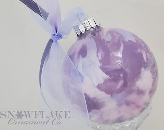 Purple LAVENDER LUXE Ornament - PERSONALIZED Upscale Custom Glass in lavender with a hint of pastel purple shimmers.