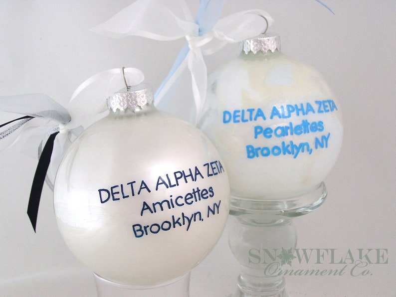 Upscale Personalized SORORITY or FRATERNITY LOGO Glass Ornament image 3