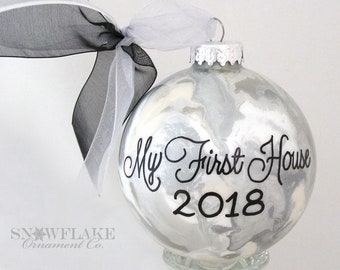 MY FIRST HOUSE Glass Christmas Ornament Housewarming Keepsake Gift