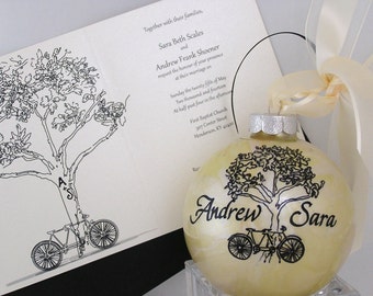 UNIQUE WEDDING KEEPSAKE Personalized Gift Glass Christmas Ornament