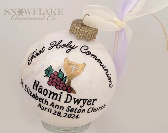 PERSONALIZED FIRST COMMUNION Glass Keepsake Ornament