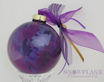 PURPLE PASSION  Ornament -PERSONALIZED Upscale Custom Glass in primary purple, violet, and amethyst.