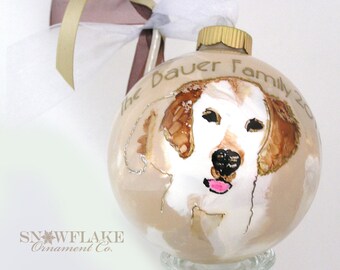 Custom PET PORTRAIT Glass Christmas Ornament Keepsake Gift