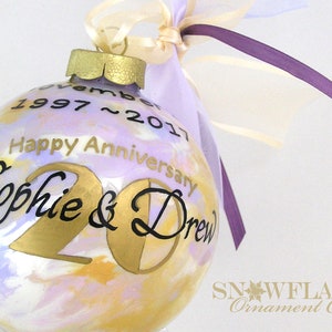 HAPPY 20th ANNIVERSARY! PERSONALIZED Glass Christmas Ornament Keepsake Gift
