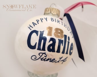 HAPPY 18th BIRTHDAY! PERSONALIZED Glass Christmas Ornament Keepsake Gift