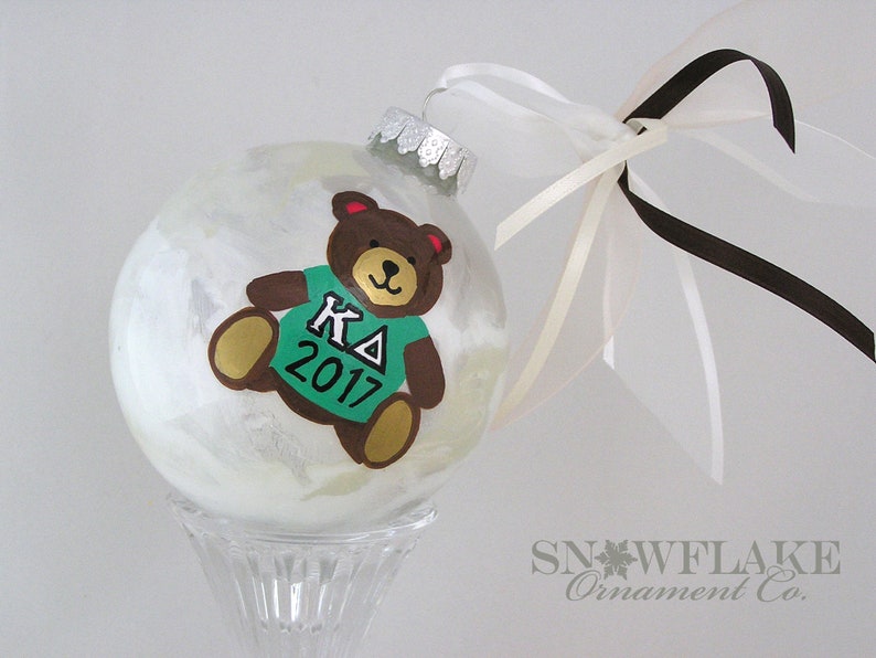 Upscale Personalized SORORITY or FRATERNITY LOGO Glass Ornament image 5