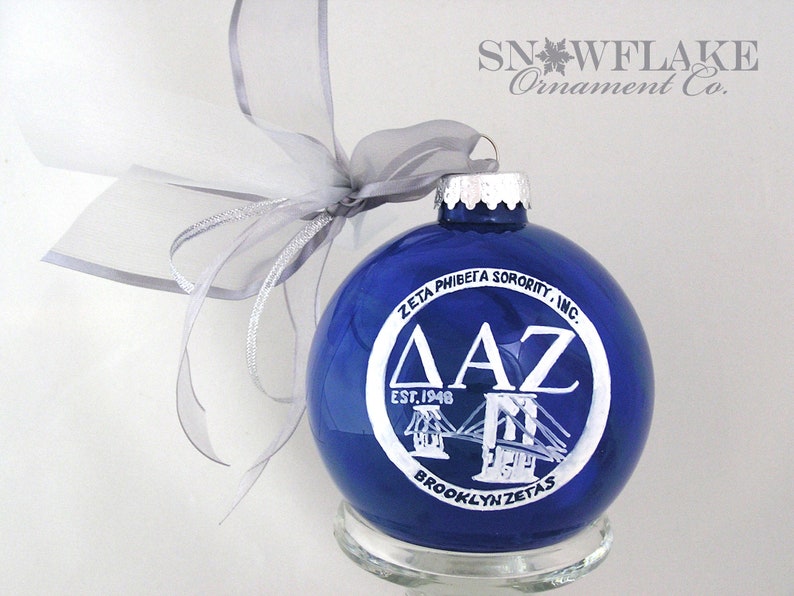 Upscale Personalized SORORITY or FRATERNITY LOGO Glass Ornament image 4