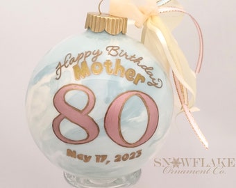 HAPPY 80th BIRTHDAY! PERSONALIZED Glass Christmas Ornament Keepsake Gift