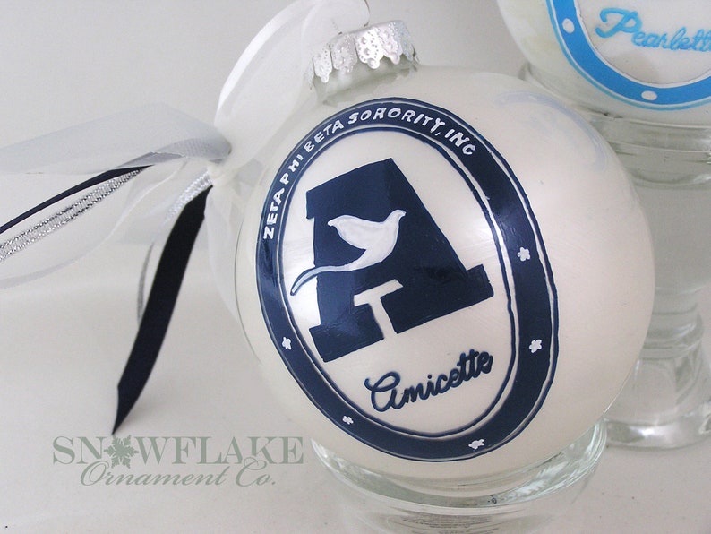 Upscale Personalized SORORITY or FRATERNITY LOGO Glass Ornament image 2