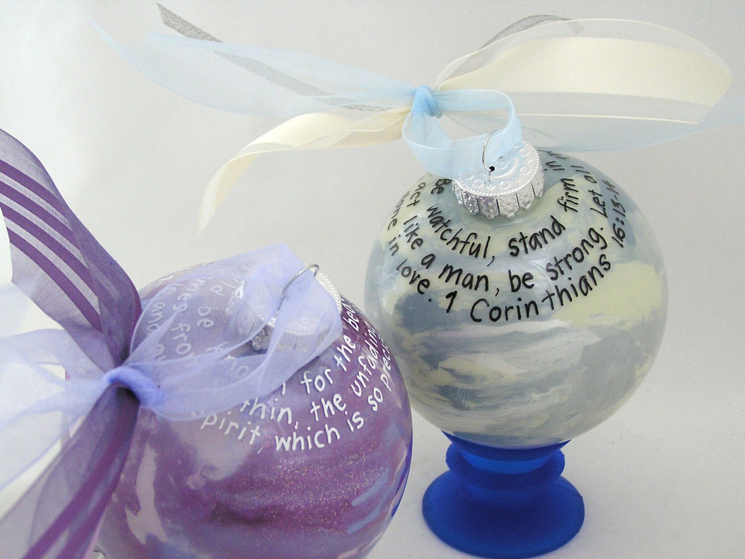 BIBLE PASSAGE or POETRY on a Glass Christmas Ornament Keepsake Etsy