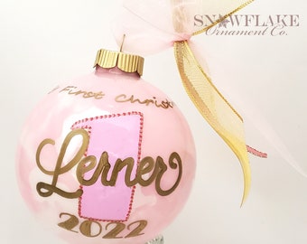 My BABY'S 1st CHRISTMAS Personalized Glass Christmas Ornament Keepsake Gift