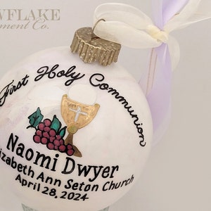 PERSONALIZED FIRST COMMUNION Glass Keepsake Ornament