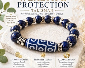 Blue Harmony Dzi Talisman Bracelet | Tibetan Protection Stone | Handmade Spiritual Gift for Women Men | Feng Shui Jewelry