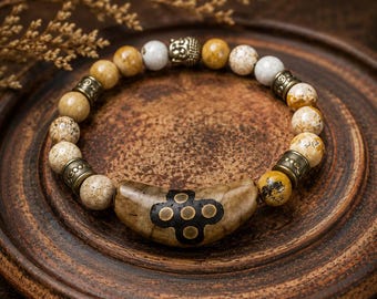 Protection & Good Luck Bracelet | Spiritual Talisman with Dzi Bead | Prosperity, Harmony Inner Strength | Personalized Birth Chart Jewelry