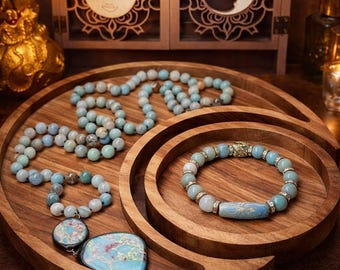 Conjunto personalizado de collar y pulsera del zodíaco para Tauro, Libra y Cáncer, conjunto de joyería de amazonita, regalo de armonía y abundancia, regalo de astrología