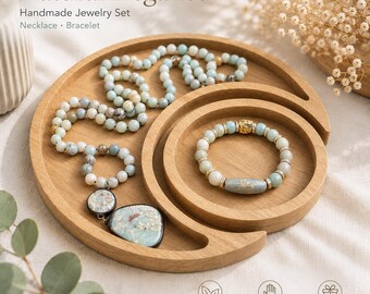 Personalized Zodiac Necklace and Bracelet Set for Taurus, Libra, Cancer, Amazonite Jewelry Set, Harmony & Abundance Gift, Astrology Gift