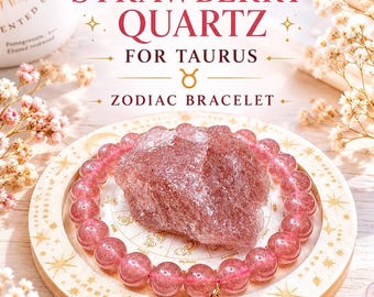 Personalized Crystal Bracelet for Your Zodiac Energy. Strawberry Quartz Zodiac Bracelet