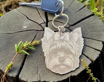 Yorkie Keychain: Engraved Yorkshire Terrier Keyring - Gift for Dog Lovers
