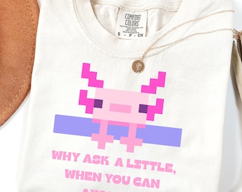 Comfort Colors,Axolotl Unisex T-shirt, gift for Axolotl lover,Axolotl Gift, Amphibian Shirt, Kawaii Axolotl Lover Gift,Salamander LoverShirt