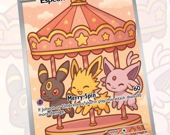Espeon Merry-Go-Round Custom Made Card Fan Art Card