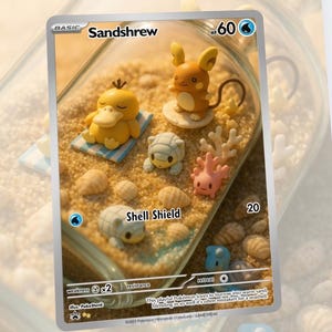 Mini in a Bottle Bulbasaur Glaceon Sandshrew Vaporeon Pikachu Charmander Custom Made Card Fan Art Card