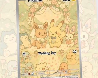 Pikachu Wedding Gift Custom Made Card Fan Art Card
