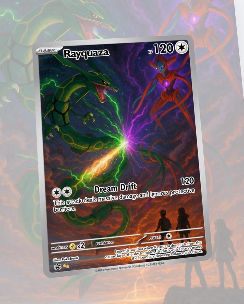 Rayquaza Battle Custom Made Card Fan Art Card Etsy