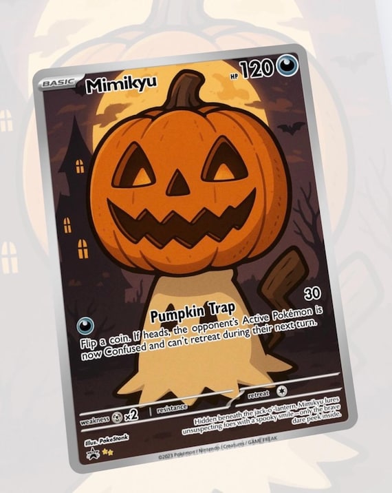 pumpkin pokemon card Evolving Skies (FF39): Pumpkaboo perfect for showcasing a single standard Cozy fall vibes with the