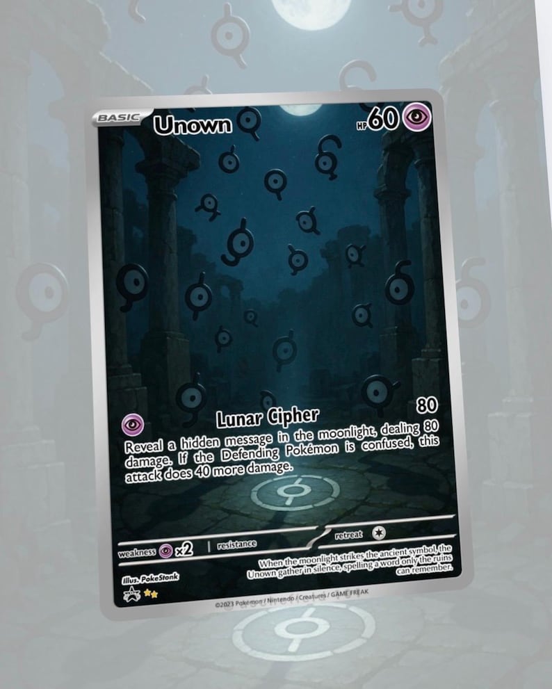Unown R Custom Card Unown Custom Made Card Fan Art Card - Etsy