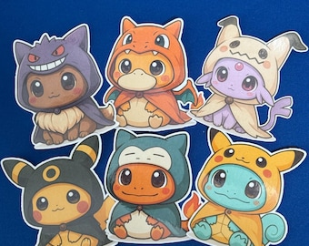 Jumbo Poncho Stickers Psyduck Espeon Pikachu Charmander Eevee Squirtle