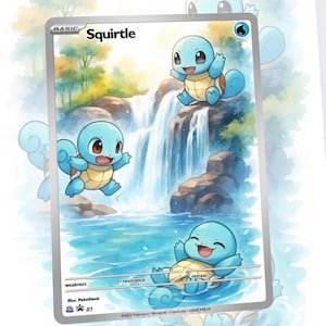 Squirtle Waterfall Custom Made Card Fan Art Card