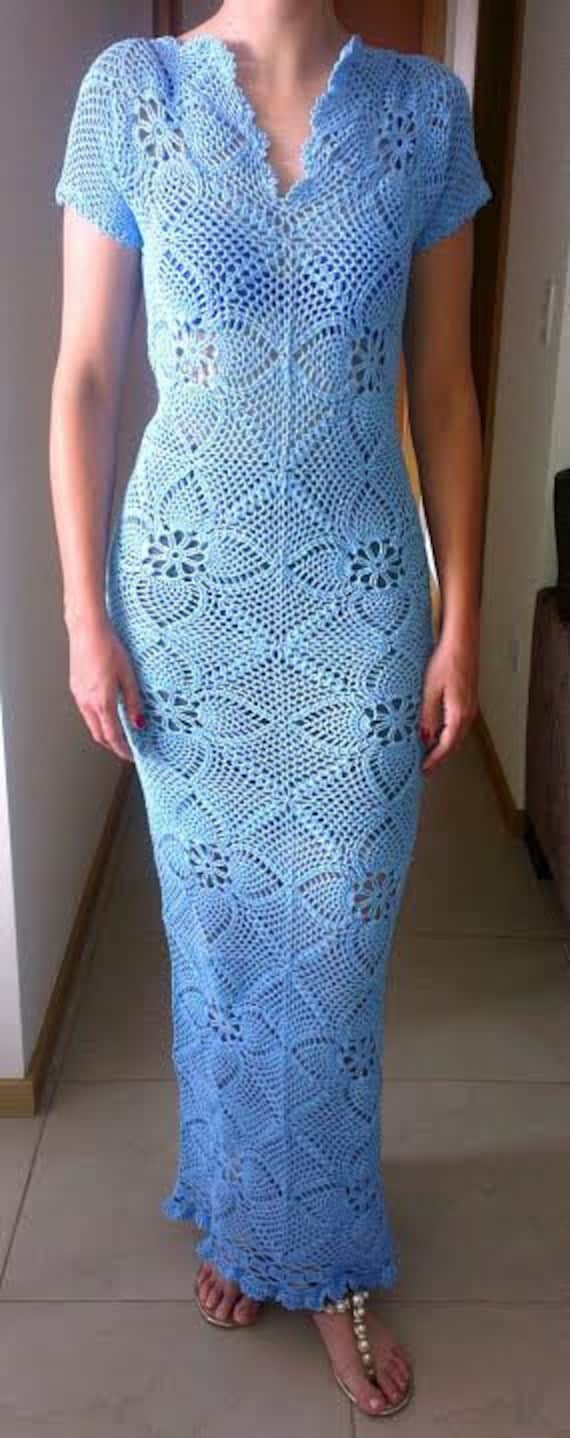 Vestido de ganchillo motivos de piña - Etsy México Vestido de ganchillo motivos de piña - Etsy México