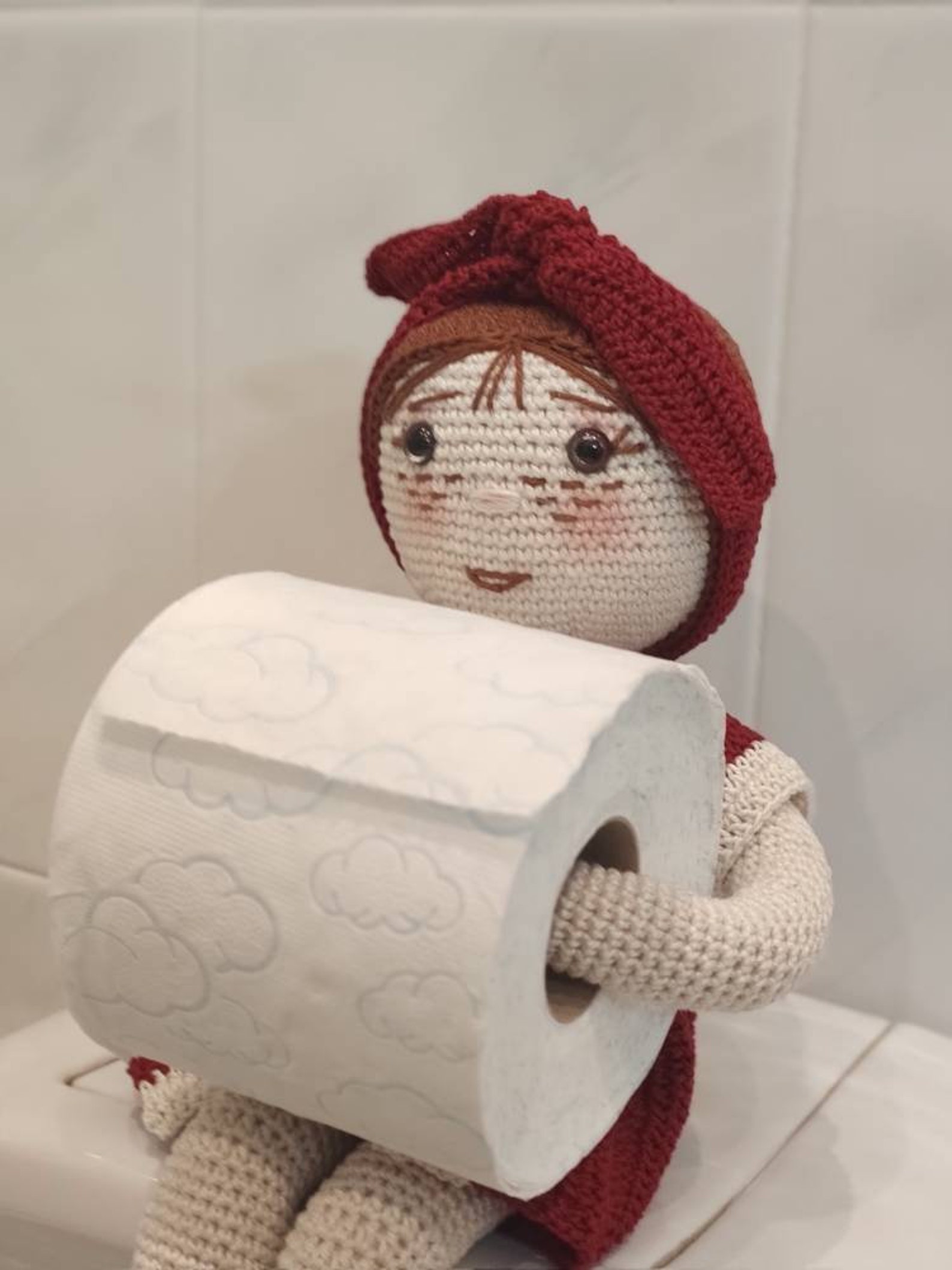 Crochet doll toilet paper holder Etsy