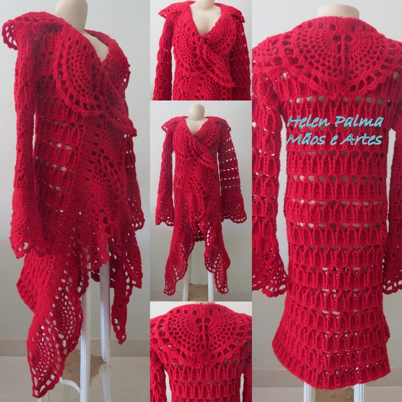 Long jacket in crochet handmade Etsy