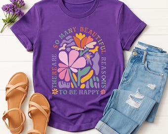 Boho Floral T-Shirt: Vintage Graphic Tee, Positive Quote