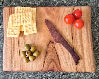 Small, Camphor laurel cheese board with timber knife