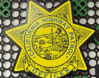 Police badge LED light – California Highway Patrol officer gift – 3D printed USB decor