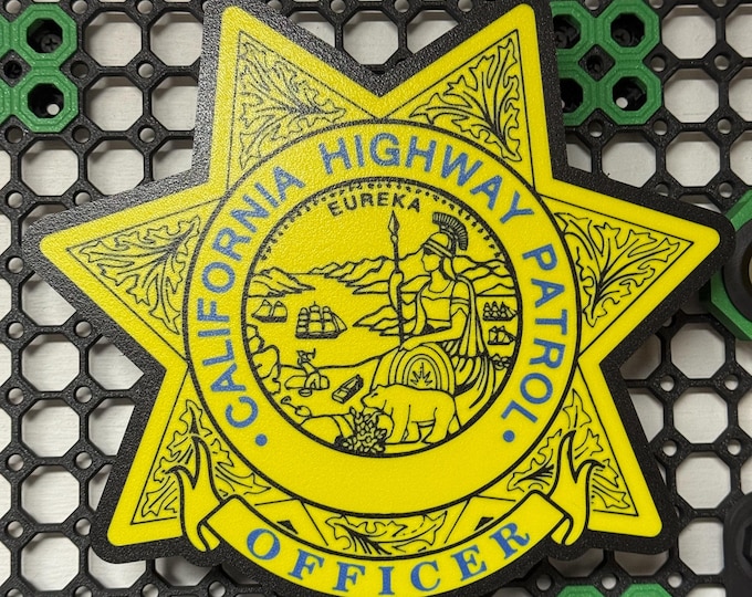 Police badge LED light – California Highway Patrol officer gift – 3D printed USB decor
