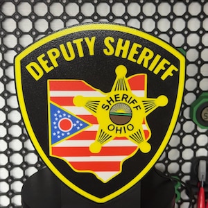 Ohio Deputy Sheriff Patch LED Light | 3D Printed Desk Decor | Deputy Sheriff Gift | Law Enforcement Office Decor | Thin Blue Line Art
