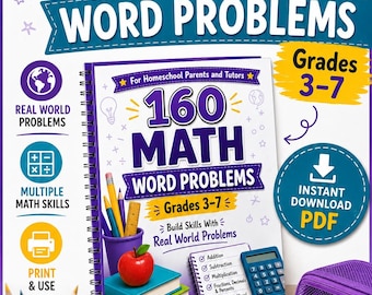 160 Math Word Problems | Homeschool & Tutor Resource | Printable PDF